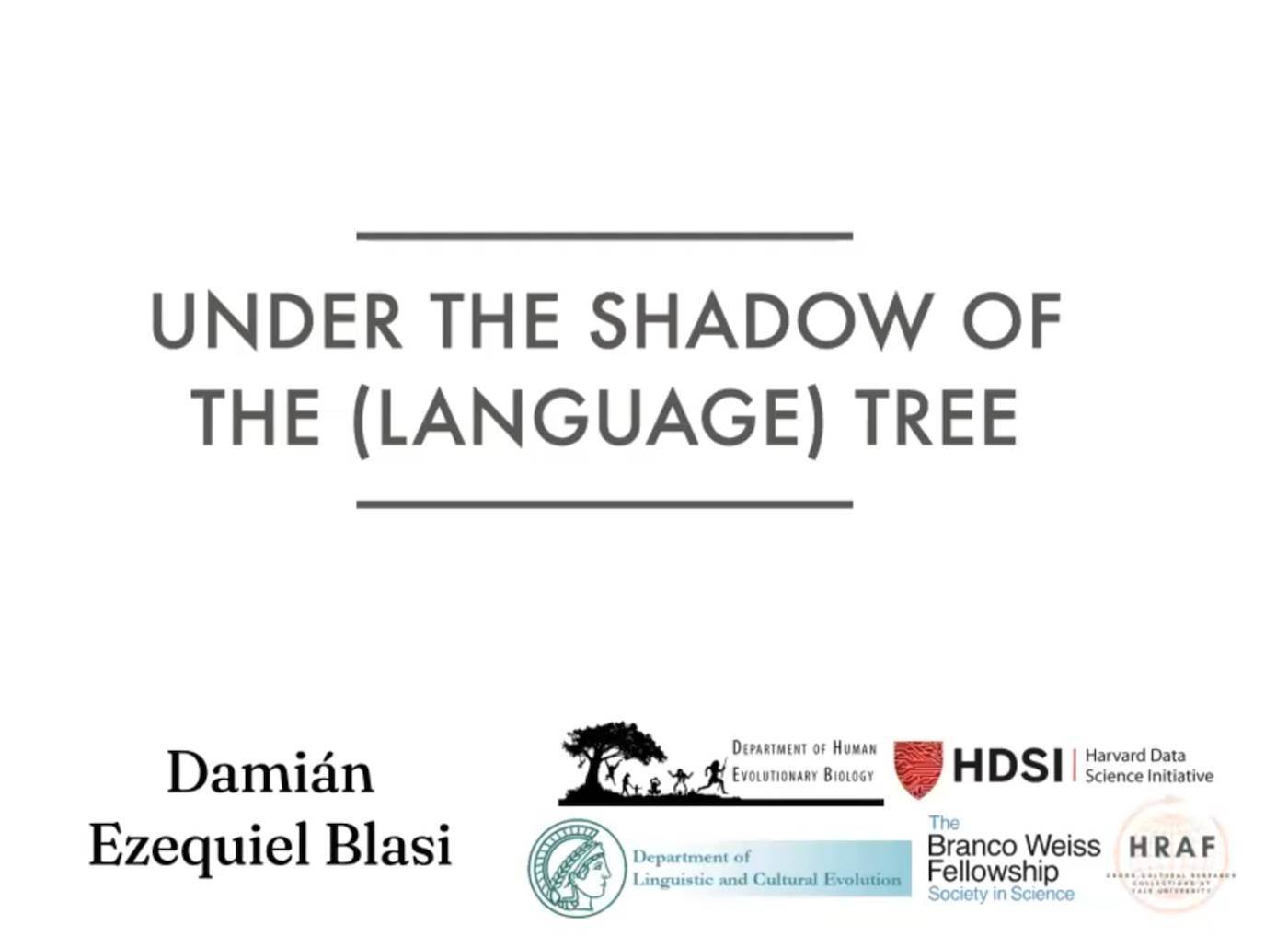 Dr. Damián Blasi - "Under the Shadow of the (Language) Tree"'s image