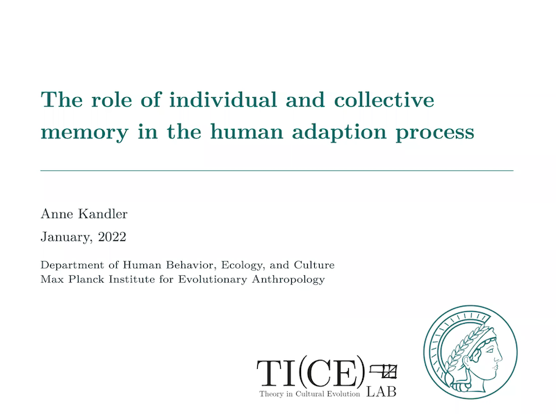 Dr. Anne Kandler - "The role of individual and collective memory in the human adaptation process"'s image